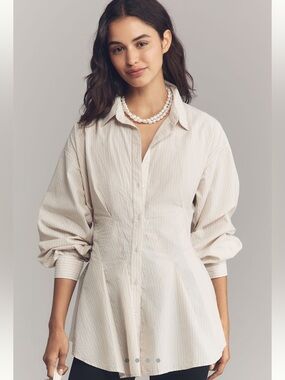 Maeve Long-Sleeve Waisted Buttondown shirt